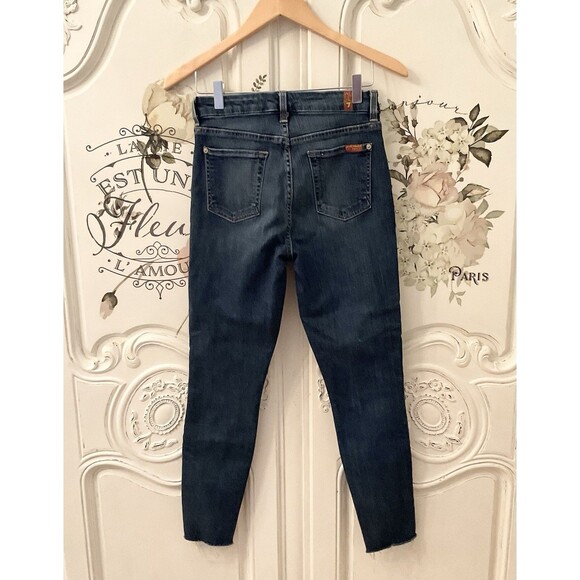 Seven For All Mankind Jeans Women's 26 Blue Denim Med Wash Skinny Raw Hem - Picture 5 of 13